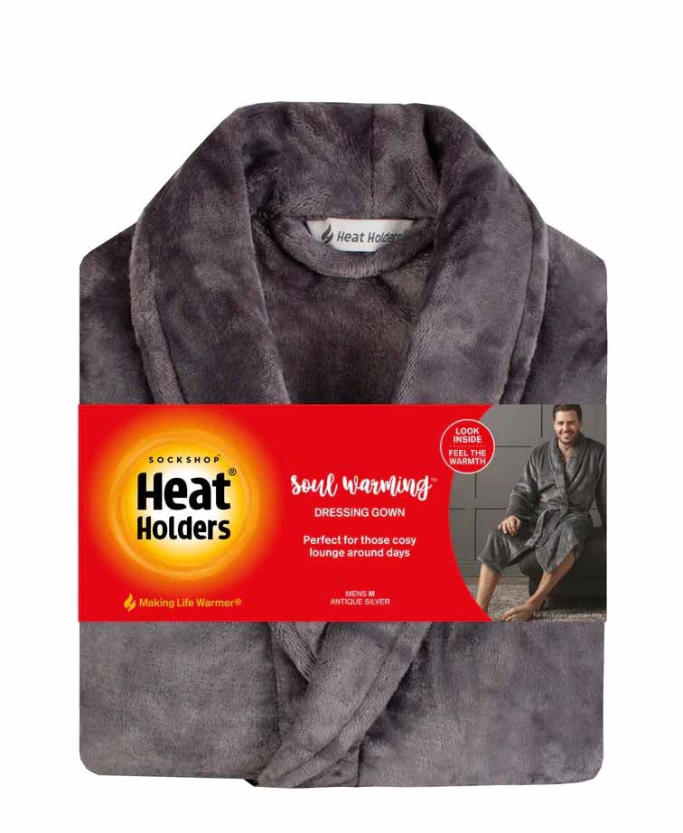 Heat Holders Mens Dressing Gown - Antique Silver