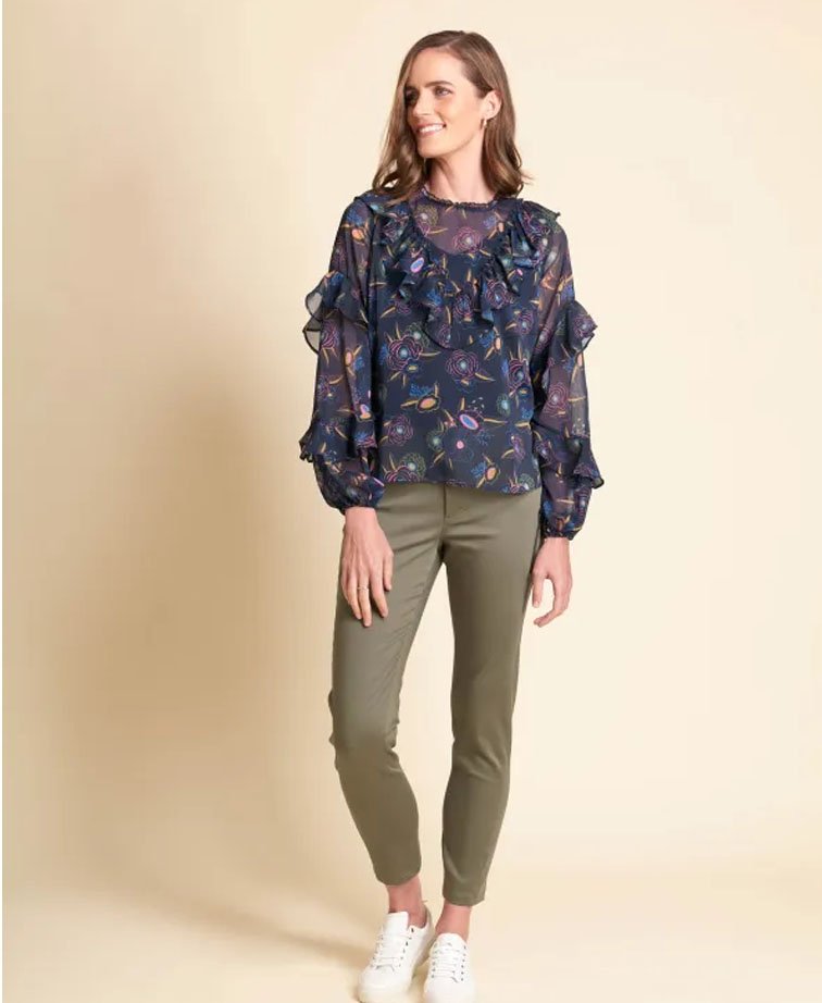 Memo Blouse Ruffles Chiffon - Fantasy Garden