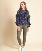 Memo Blouse Ruffles Chiffon - Fantasy Garden