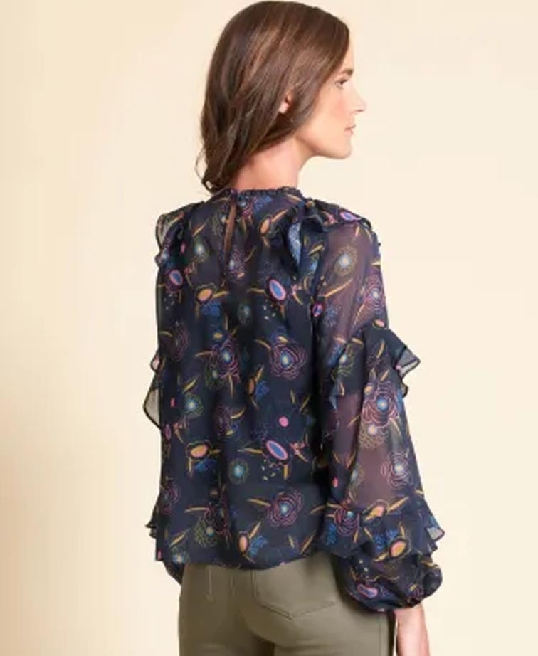 Memo Blouse Ruffles Chiffon - Fantasy Garden
