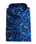 Mechmoto Shirt L/S Stretch Butterfly Print - Blue