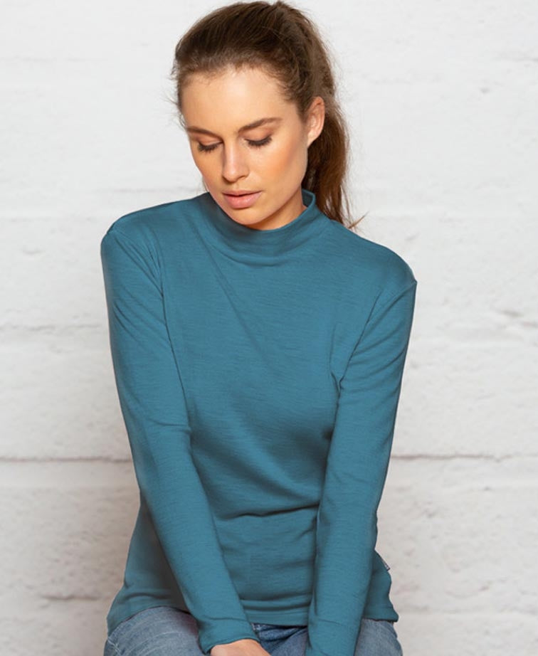Bay Road Merino Womens Turtle Neck - Biscay Blue