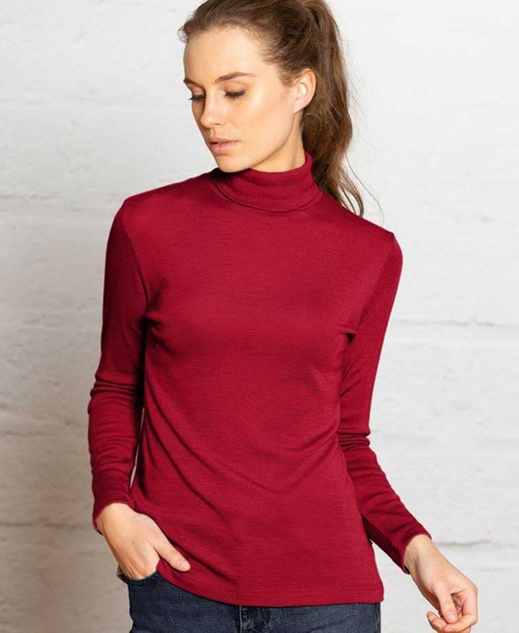 Bay Road Merino Womens Turtle Neck - Portobello