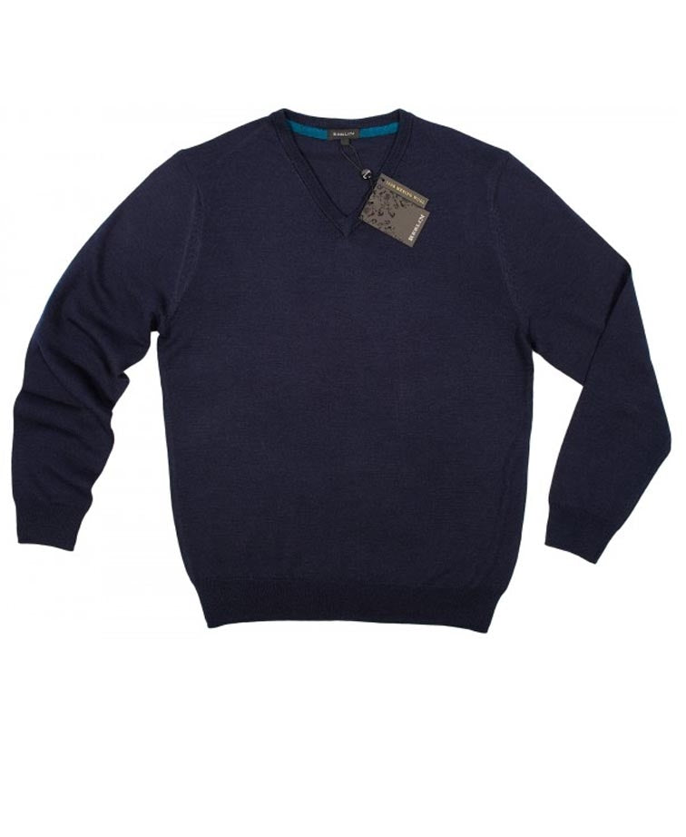 Berlin V-Neck Merino - Navy/Black