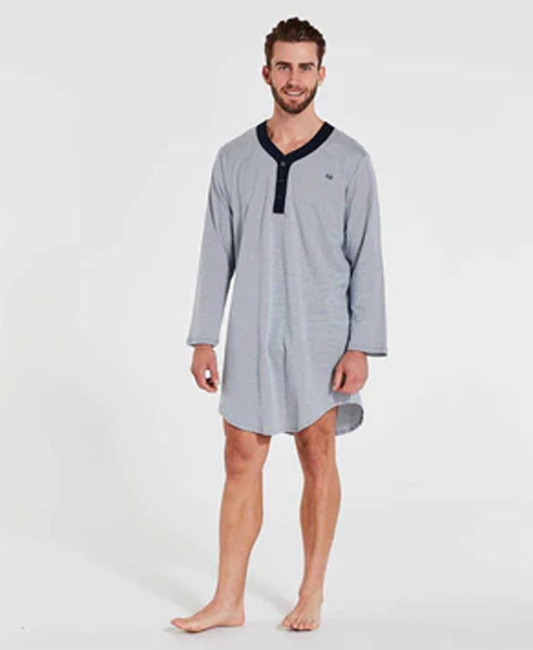 Coast Nightshirt L/S Knit Stripe - Grey Stripe