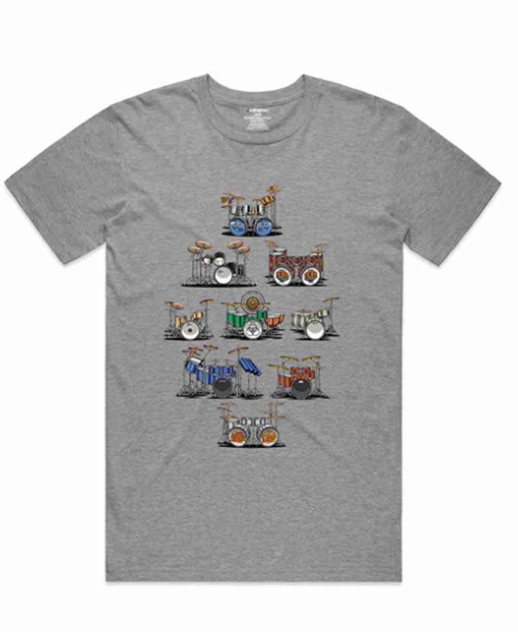 Isthatso Mens Famous Drum Kit Tee - Grey Marle