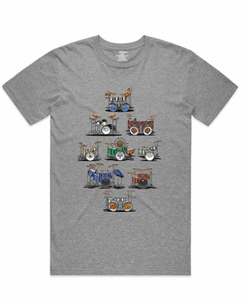 Isthatso Mens Famous Drum Kit Tee - Grey Marle