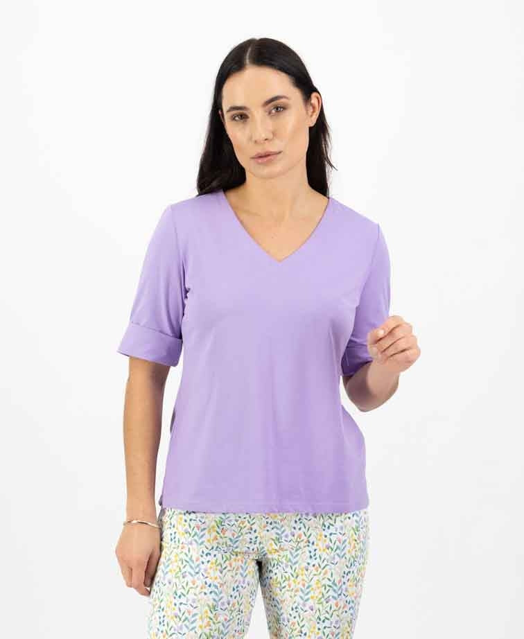Vassalli Tee V Neck - Deep Lilac