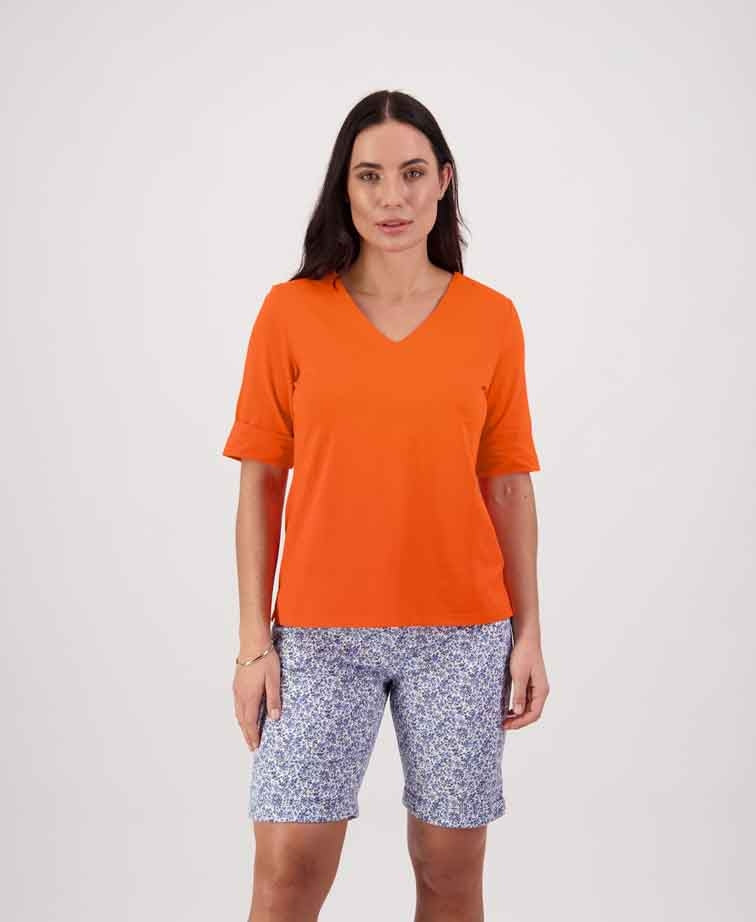 Vassalli Tee V Neck - Tangelo