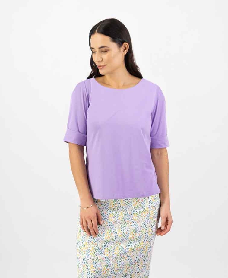 Vassalli Tee Boat Neck - Deep Lilac