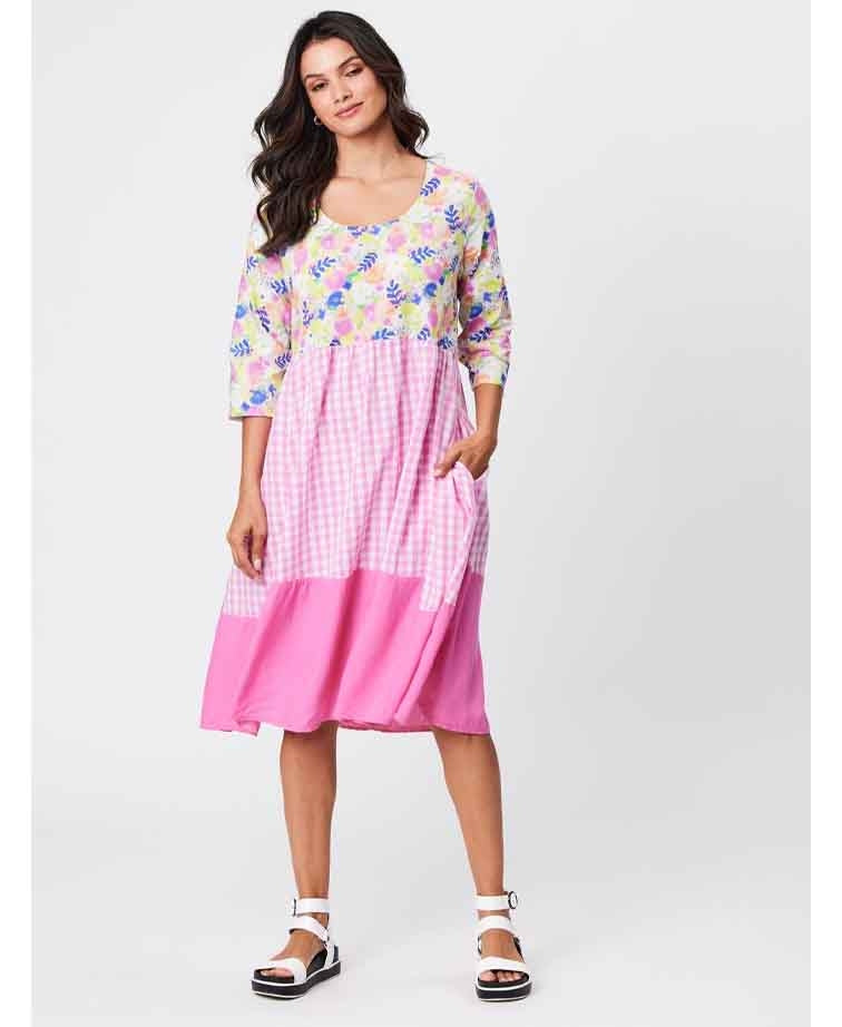 Classified Dress Amalfi Print - Pink/White