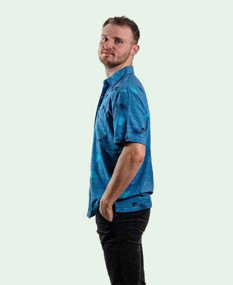 Kingston Grange Shirt S/S Bamboo Deep Sea - Deep Sea