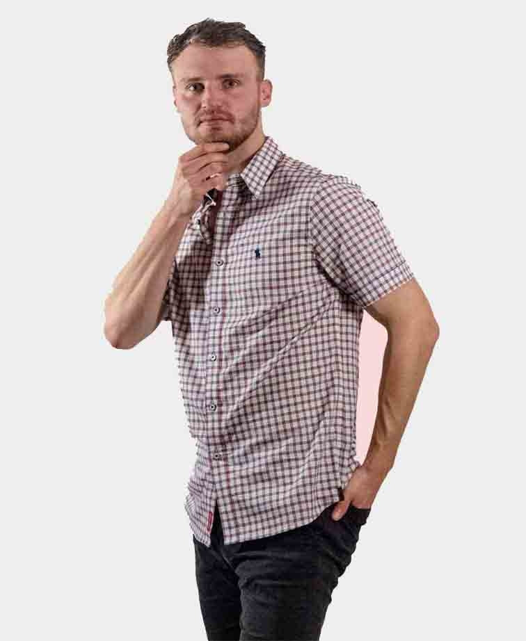 Thomas Cook Shirt S/S Tailored Nelson - Navy/Red