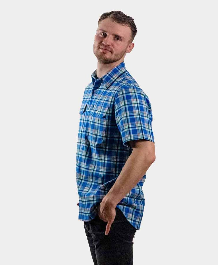 Thomas Cook Shirt S/S Baxter - Blue/Tan