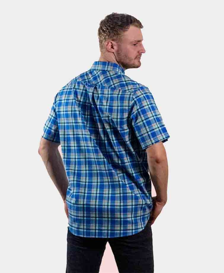 Thomas Cook Shirt S/S Baxter - Blue/Tan