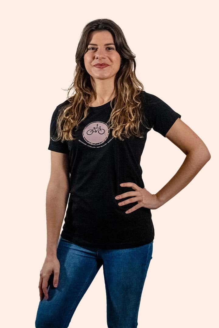 Devo Tees Ladies Bike Print Tee - Black