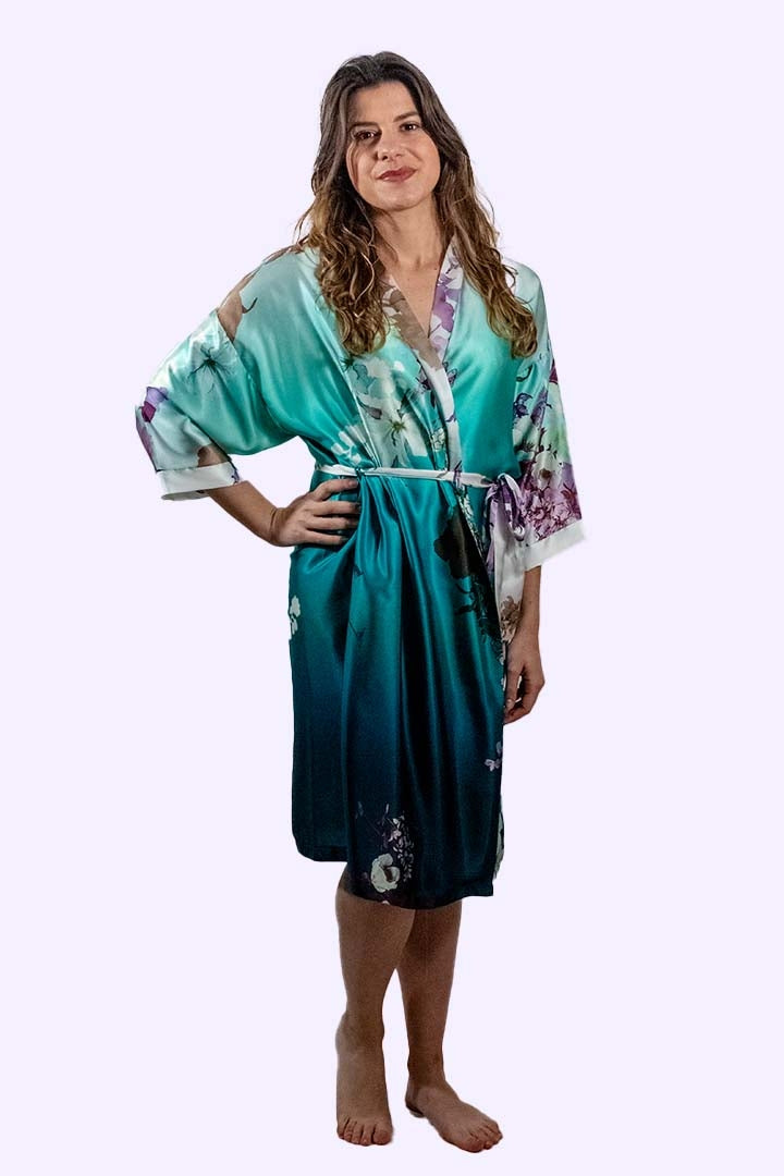 Essence Robe Satin Print - Pacific