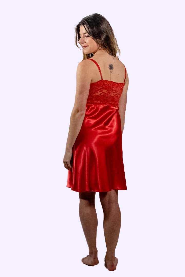 Essence Chemise Short With Lace - Paprika