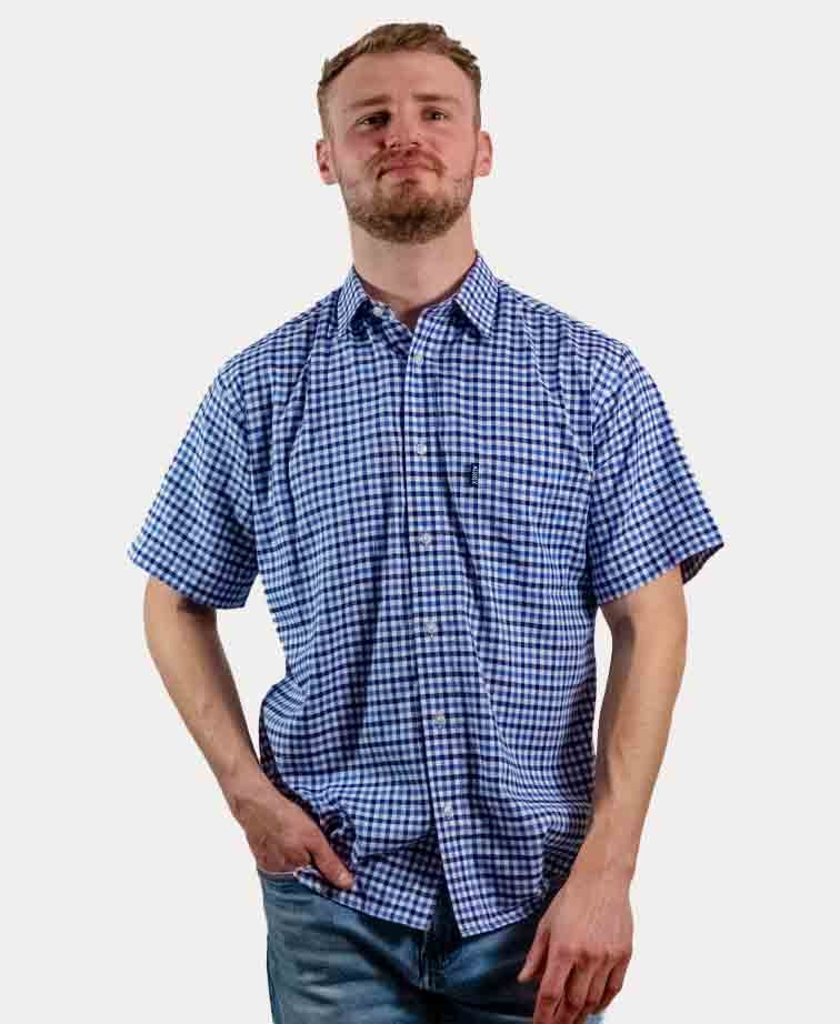Aertex Shirt S/S Somerset Check - Blue Check