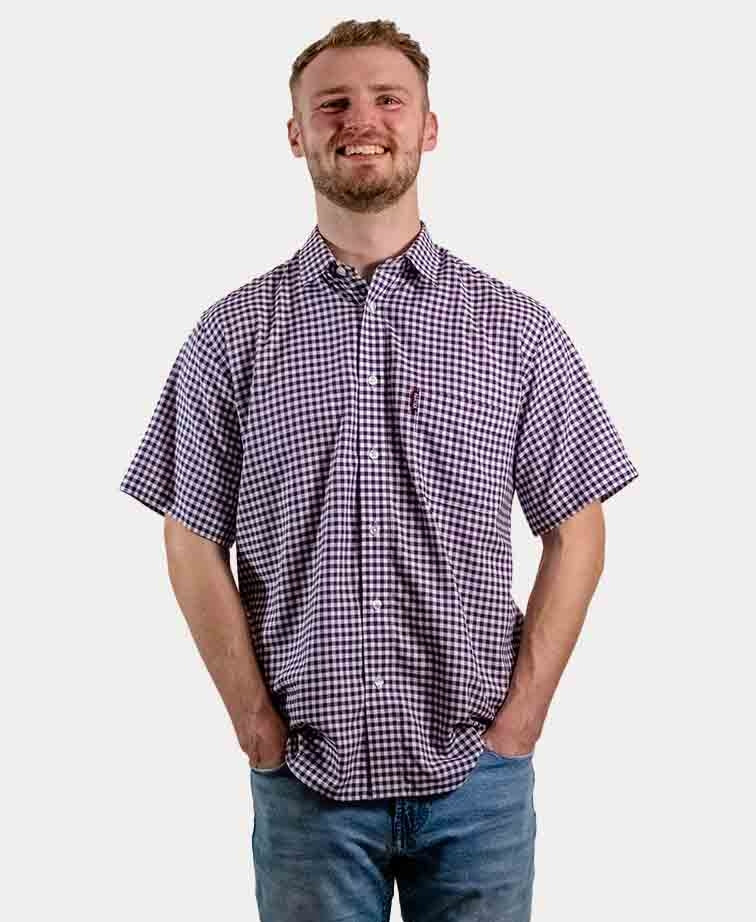 Aertex Shirt S/S Somerset Check - Wine Check