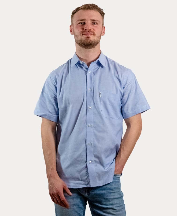 Aertex Shirt S/S Somerset Plain - Mid Blue