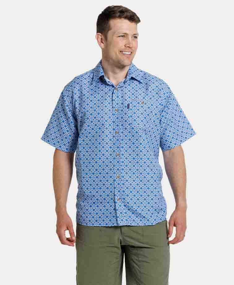 Portobello Rd Shirt S/S Diamond Print - Blue