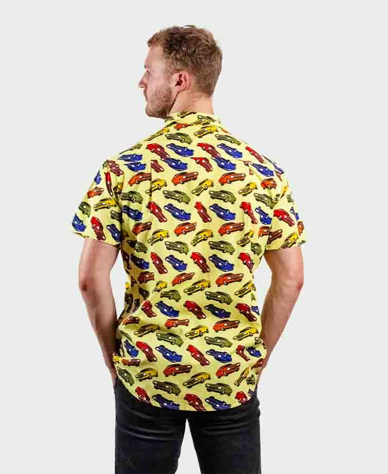 Michel Rouen Shirt S/S Cotton Cars Print - Yellow