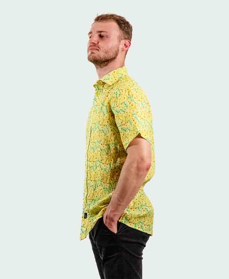 Michel Rouen Shirt S/S Linen Flower Print - Print