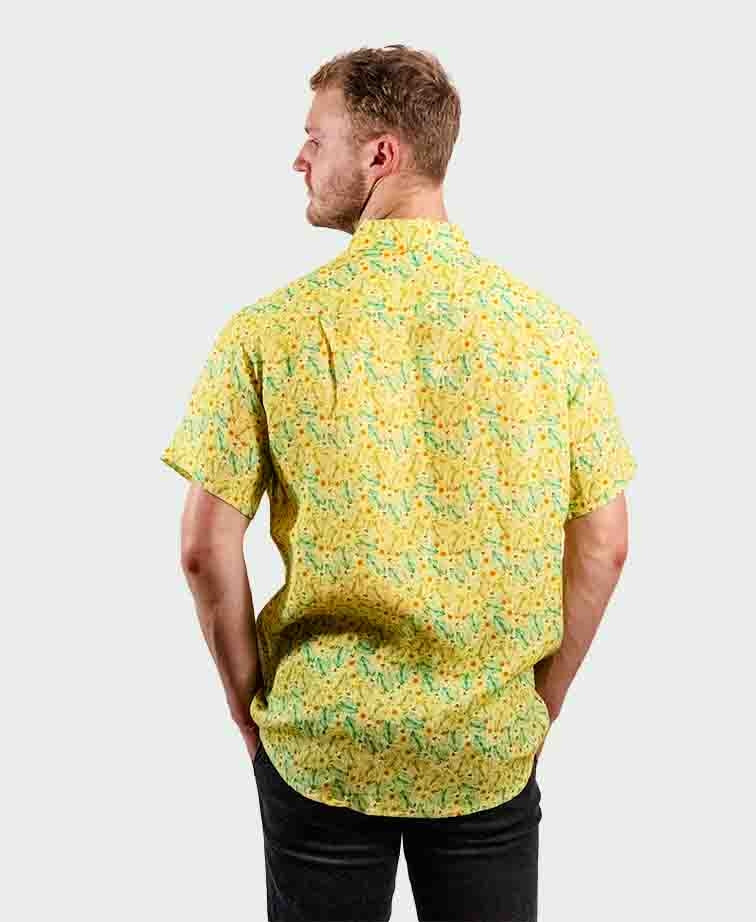Michel Rouen Shirt S/S Linen Flower Print - Print