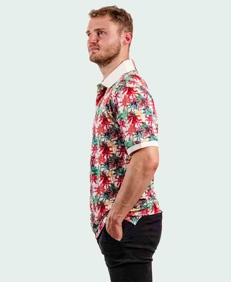 Michel Rouen Polo Palm Print - Cream