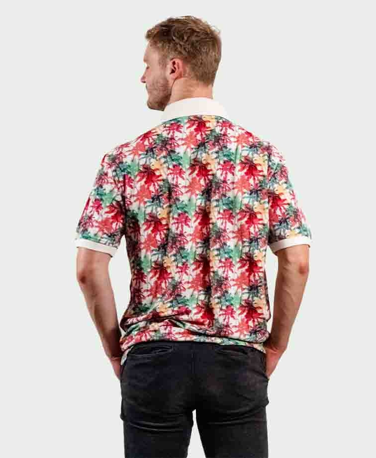 Michel Rouen Polo Palm Print - Cream