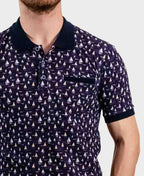 T&R Polo S/S Boat Print - Navy