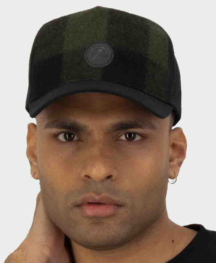Swanndri Swanni Trucker Cap - Olive/Blk Check