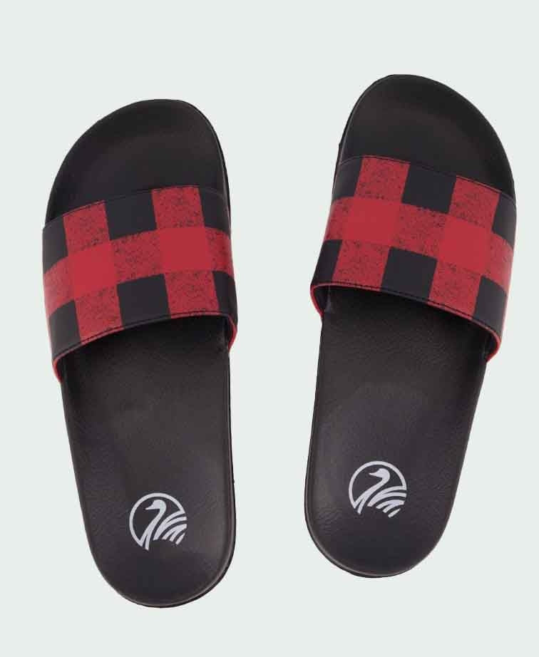 Swanndri Swanni Checked Slides - Red/Blk Check