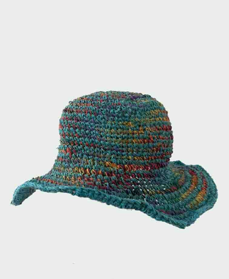 Sababa Crochet Rainbow Turquoise Base Small Brim - Turquoise Base