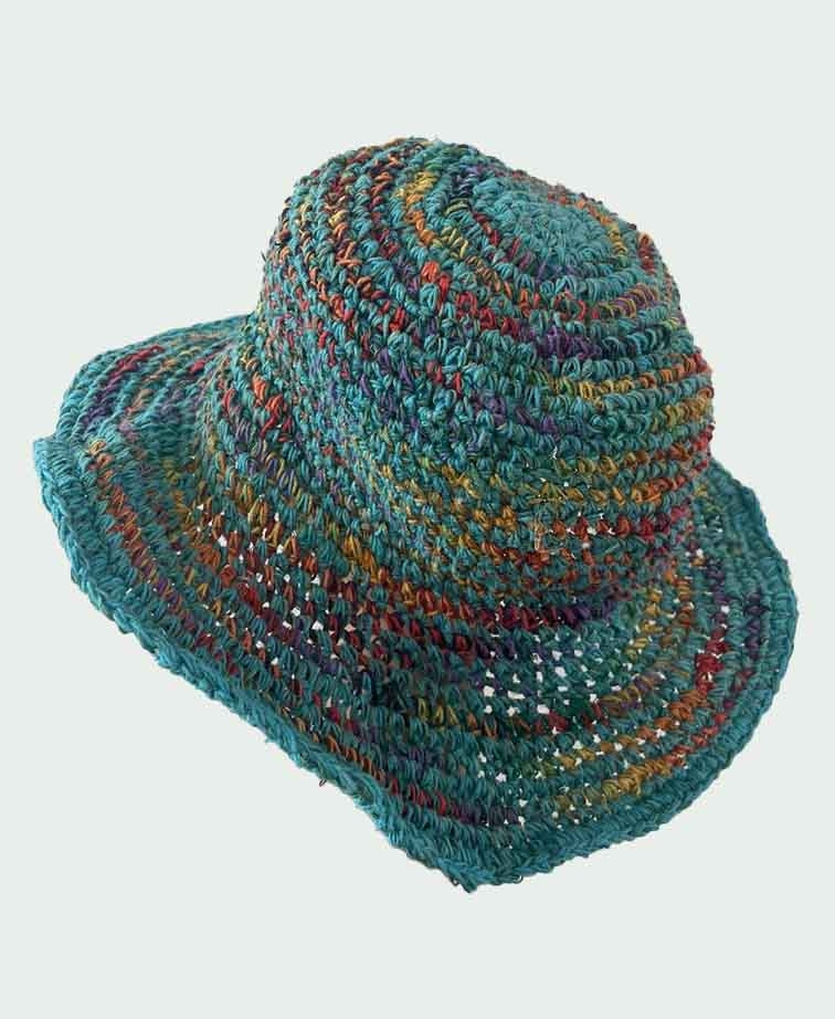 Sababa Crochet Rainbow Turquoise Base Small Brim - Turquoise Base
