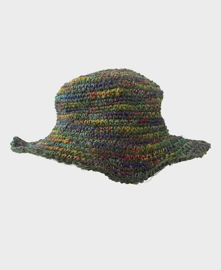 Sababa Crochet Rainbow Green Base Small Brim - Green Base