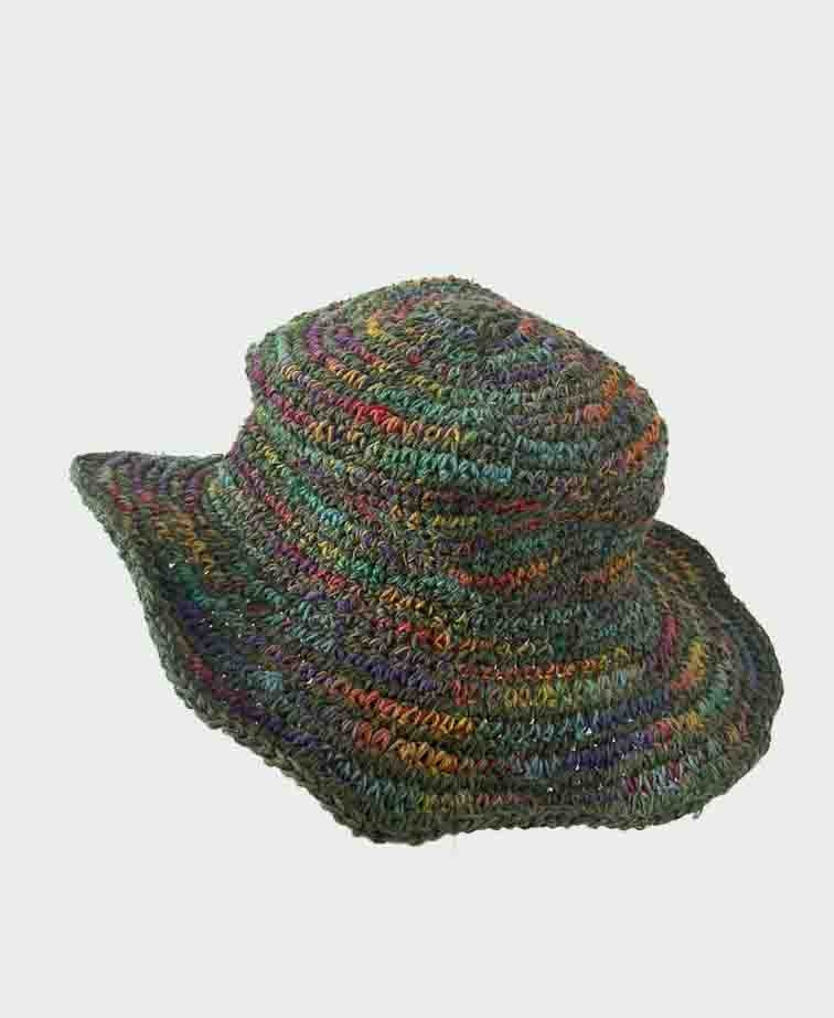 Sababa Crochet Rainbow Green Base Small Brim - Green Base