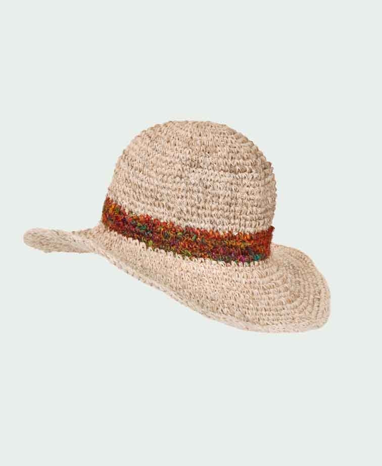 Sababa Crochet Silk Line Small Brim - White/Red