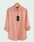 Mechmoto Shirt L/S Linen Mandarin Collar - Pink