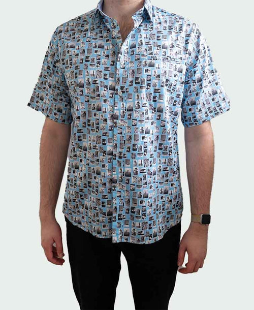 Berlin Shirt S/S Photo Print - Blue