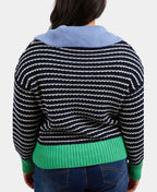 Elm Knit Brook Stripe - Navy/Pearl