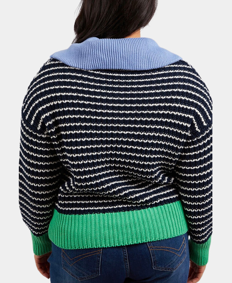 Elm Knit Brook Stripe - Navy/Pearl