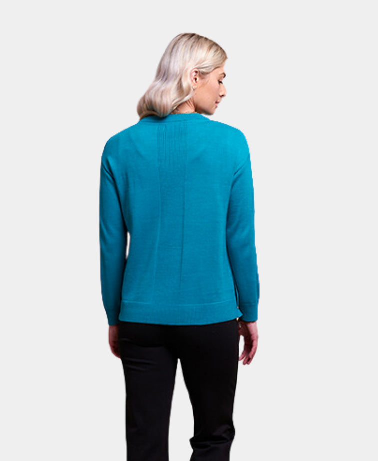 Memo Jumper Side Split Detail Button Hem - Turquoise