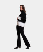 Oh Three Jumper Cable Knit Contrast Hem - Black/White