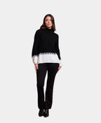 Oh Three Jumper Cable Knit Contrast Hem - Black/White