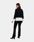 Oh Three Jumper Cable Knit Contrast Hem - Black/White