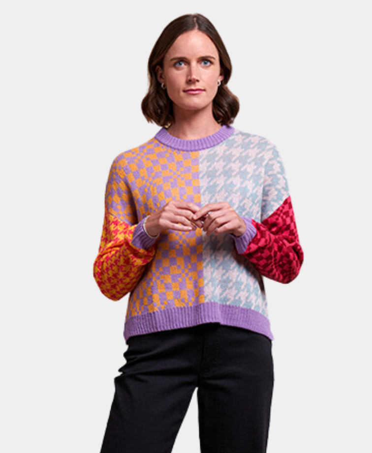 Foil Jumper Contrast Neck Cuffs & Hems - Multi