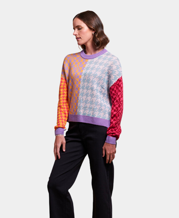 Foil Jumper Contrast Neck Cuffs & Hems - Multi