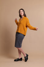 Esplanade Skirt Pencil Ponti - Navy Plaid
